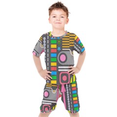Pattern Geometric Abstract Colorful Arrows Lines Circles Triangles Kids  Tee And Shorts Set by Vaneshart