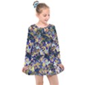 October Leaves In Blue Kids  Long Sleeve Dress View1