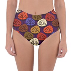 Tree Pattern Background Reversible High-waist Bikini Bottoms by Vaneshart