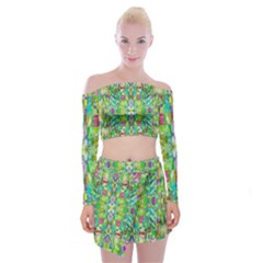 Abstract-a-3 Off Shoulder Top With Mini Skirt Set