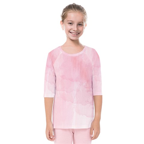 Pink Blurry Pastel Watercolour Ombre Kids  Quarter Sleeve Raglan Tee by Lullaby