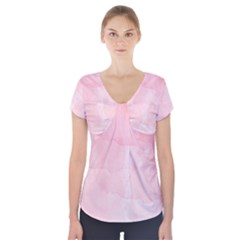 Pink Blurry Pastel Watercolour Ombre Short Sleeve Front Detail Top by Lullaby