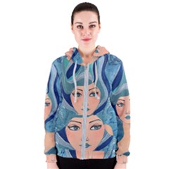 Blue Girl Women s Zipper Hoodie by CKArtCreations