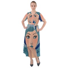 Blue Girl Front Wrap High Low Dress by CKArtCreations