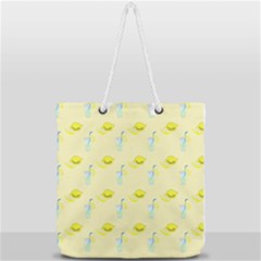 Lemonade Polkadots Full Print Rope Handle Tote (large) by bloomingvinedesign