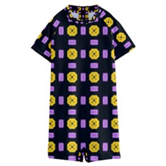Pattern Black Background Seamless Kids  Boyleg Half Suit Swimwear