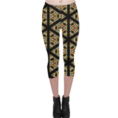 Pattern Stained Glass Triangles Capri Leggings  by Simbadda