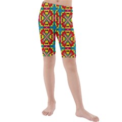 Seamless Pattern Tile Tileable Kids  Mid Length Swim Shorts by Simbadda