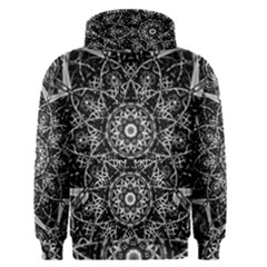 Black And White Pattern Monochrome Lighting Circle Neon Psychedelic Illustration Design Symmetry Men s Pullover Hoodie by Vaneshart