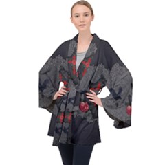 The Crows With Cross Long Sleeve Velvet Kimono 