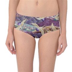 Textile Fabric Cloth Pattern Mid-waist Bikini Bottoms by Wegoenart