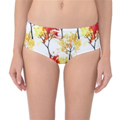 Watercolor Painting Autumn Illustration Autumn Tree Mid-waist Bikini Bottoms by Vaneshart