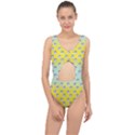 English Breakfast Yellow Pattern Mint Ombre Center Cut Out Swimsuit View1