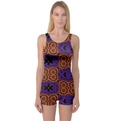 Abstract Clutter Pattern Vintage One Piece Boyleg Swimsuit by Vaneshart