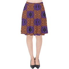 Abstract Clutter Pattern Vintage Velvet High Waist Skirt by Vaneshart
