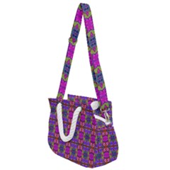 Abstract 21 Rope Handles Shoulder Strap Bag