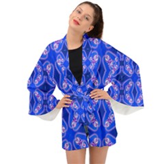 Seamless Fractal Blue Long Sleeve Kimono