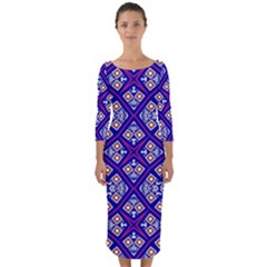 Symmetry Quarter Sleeve Midi Bodycon Dress by Sobalvarro