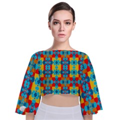 Pop Art  Tie Back Butterfly Sleeve Chiffon Top by Sobalvarro