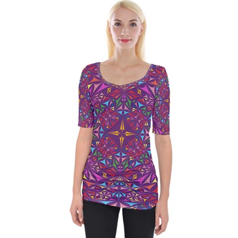 Kaleidoscope  Wide Neckline Tee by Sobalvarro