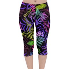 Leaves  Velvet Capri Leggings  by Sobalvarro