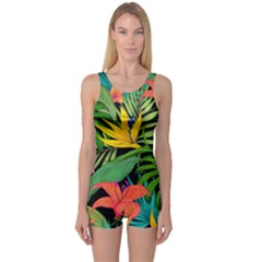 Tropical Greens One Piece Boyleg Swimsuit by Sobalvarro