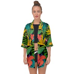 Tropical Greens Open Front Chiffon Kimono by Sobalvarro