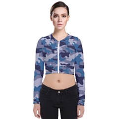 Military Seamless Pattern Long Sleeve Zip Up Bomber Jacket