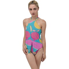 Seamless Pattern With Fruit Vector Illustrations Gift Wrap Design Go With The Flow One Piece Swimsuit by Vaneshart