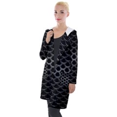 Black Metallic Hexagon Mesh Pattern Background Hooded Pocket Cardigan by Vaneshart