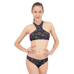 Geometric Seamless Pattern High Neck Bikini Set