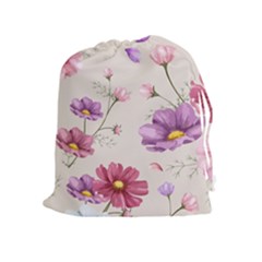 Vector Hand Drawn Cosmos Flower Pattern Drawstring Pouch (xl) by Sobalvarro