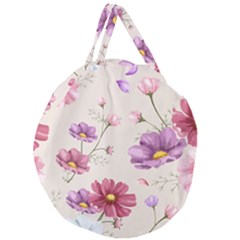 Vector Hand Drawn Cosmos Flower Pattern Giant Round Zipper Tote by Sobalvarro