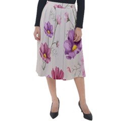 Vector Hand Drawn Cosmos Flower Pattern Classic Velour Midi Skirt  by Sobalvarro