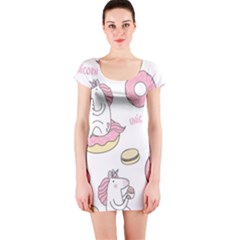 Unicorn Seamless Pattern Background Vector (1) Short Sleeve Bodycon Dress by Sobalvarro