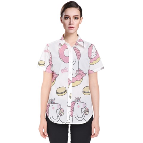 Unicorn Seamless Pattern Background Vector (1) Women s Short Sleeve Shirt by Sobalvarro