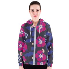 Vector Seamless Flower And Leaves Pattern Women s Zipper Hoodie by Sobalvarro