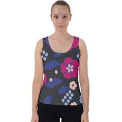 Vector Seamless Flower And Leaves Pattern Velvet Tank Top by Sobalvarro