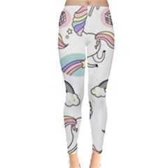 Cute Unicorns With Magical Elements Vector Leggings  by Sobalvarro