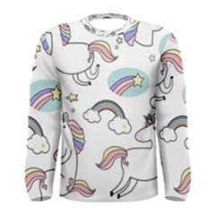 Cute Unicorns With Magical Elements Vector Men s Long Sleeve Tee by Sobalvarro