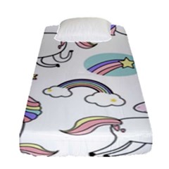Cute Unicorns With Magical Elements Vector Fitted Sheet (single Size) by Sobalvarro