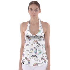 Cute Unicorns With Magical Elements Vector Babydoll Tankini Top by Sobalvarro