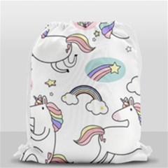 Cute Unicorns With Magical Elements Vector Drawstring Bag (small) by Sobalvarro