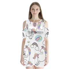 Cute Unicorns With Magical Elements Vector Shoulder Cutout Velvet One Piece by Sobalvarro