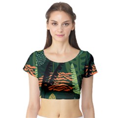 Abstract Seamless Pattern With Tropical Leaves Short Sleeve Crop Top by Vaneshart