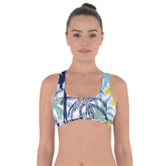 Colorful Summer Palm Trees White Forest Background Got No Strings Sports Bra by Vaneshart
