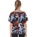 Trending Abstract Seamless Pattern With Colorful Tropical Leaves Plants Black V-Neck Dolman Drape Top View2