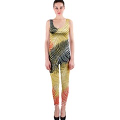 Tropical Seamless Pattern With Exotic Palm Leaves One Piece Catsuit by Vaneshart