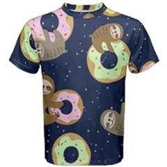 Cute Sloth With Sweet Doughnuts Men s Cotton Tee by Sobalvarro