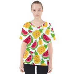 Watermelon Pattern Se Fruit Summer V-neck Dolman Drape Top by Vaneshart